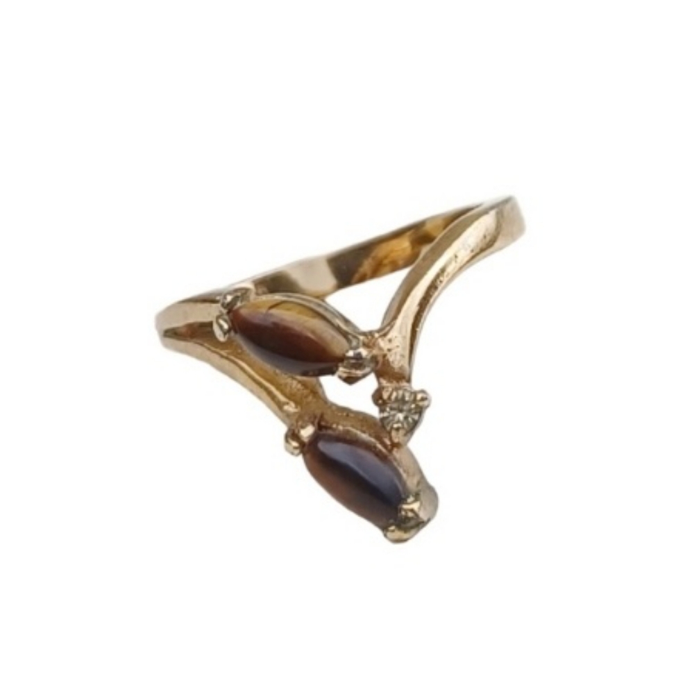 DAC Brown Stone Gold Ring  (VTG)